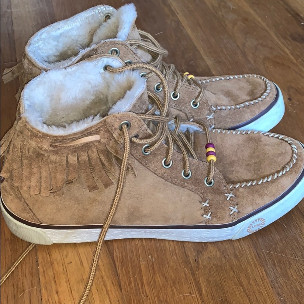 Ugg lace up fur lined booties